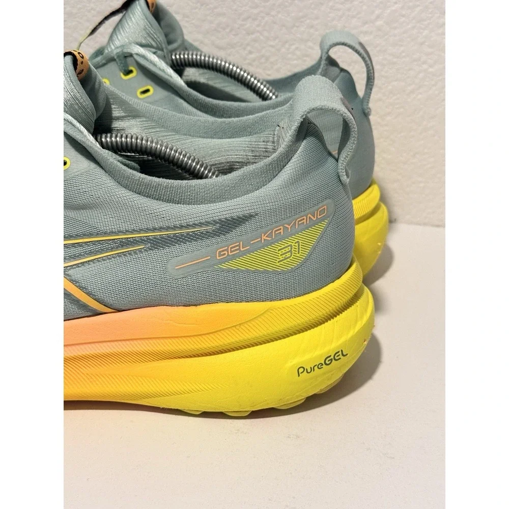 Asics Gel Kayano 31 Paris Running Shoe Mens Sz 13 Light Celadon Safety Yellow